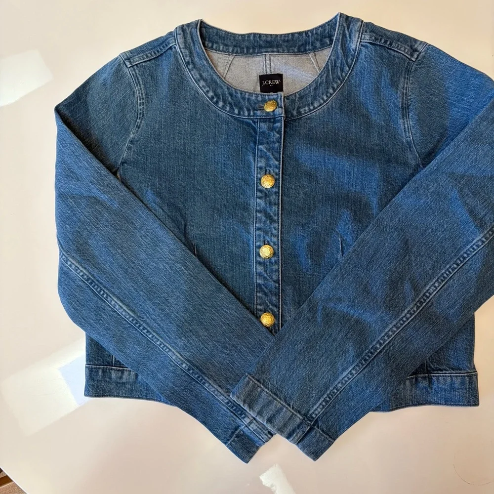 #115 NWT. J. Crew Blue Women's Denim Jean Jacket. - Picture 11 of 16